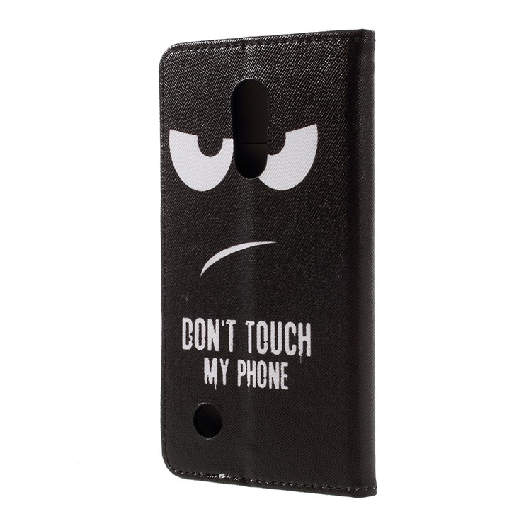 Patterned Leather Stand Case with Card Holder for LG K10 (2017) - Do Not Touch My Phone-2