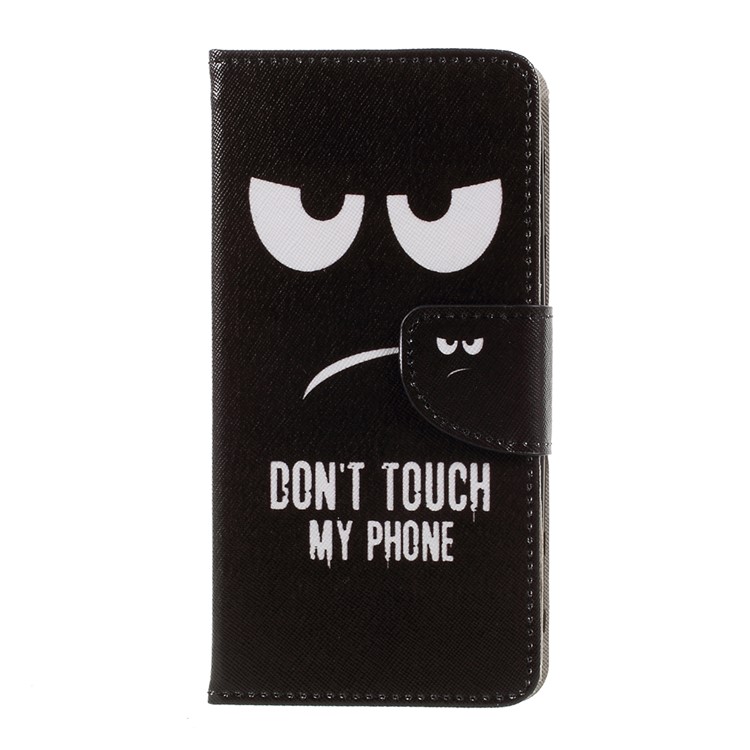 Patterned Leather Stand Case with Card Holder for LG K10 (2017) - Do Not Touch My Phone-3