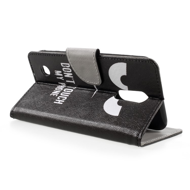 Patterned Leather Stand Case with Card Holder for LG K10 (2017) - Do Not Touch My Phone-5