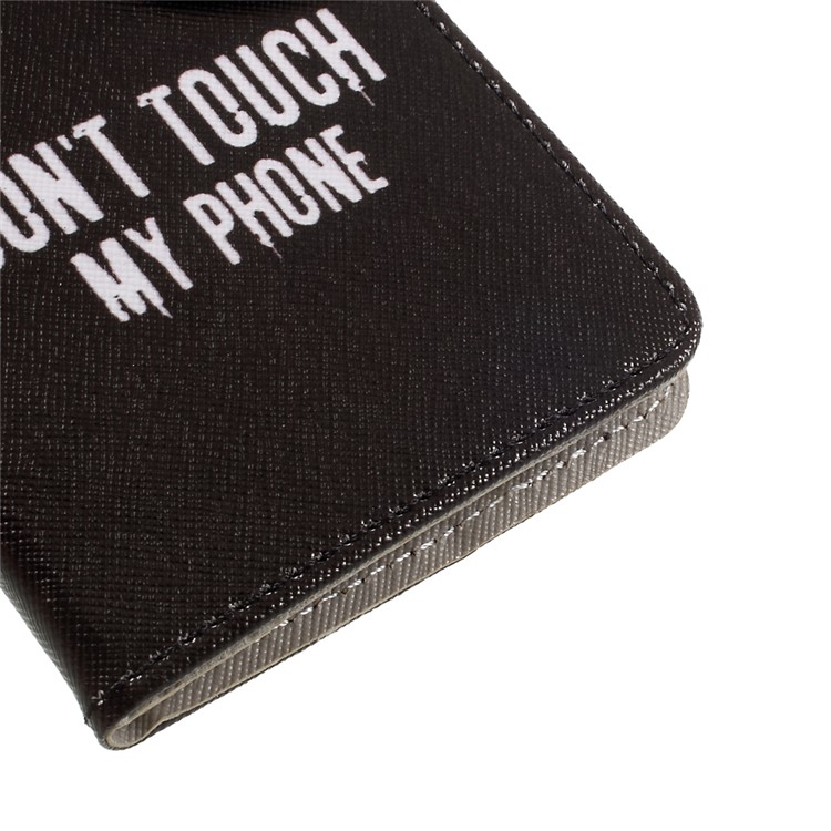 Patterned Leather Stand Case with Card Holder for LG K10 (2017) - Do Not Touch My Phone-7