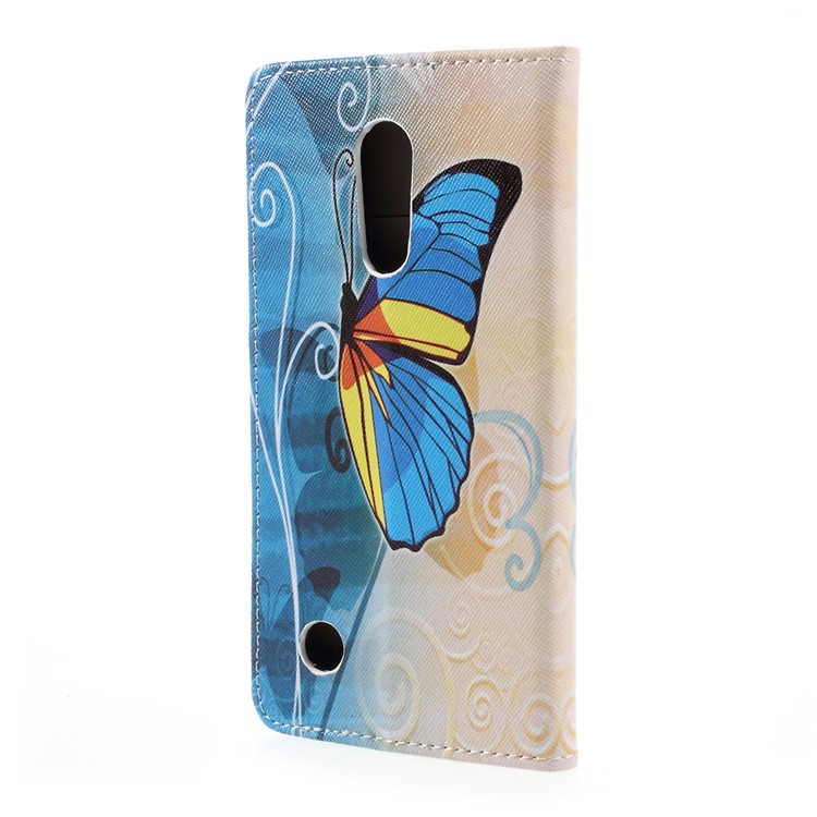 Patterned Leather Wallet Phone Case with Stand for LG K10 (2017) - Blue Butternfly-3