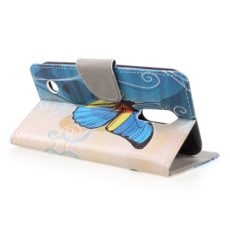 Patterned Leather Wallet Phone Case with Stand for LG K10 (2017) - Blue Butternfly-5