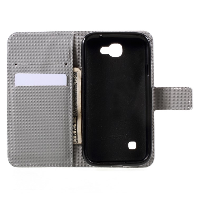 Patterned Leather Stand Wallet Case for LG K3 (2017) - Blue Butterfly-6