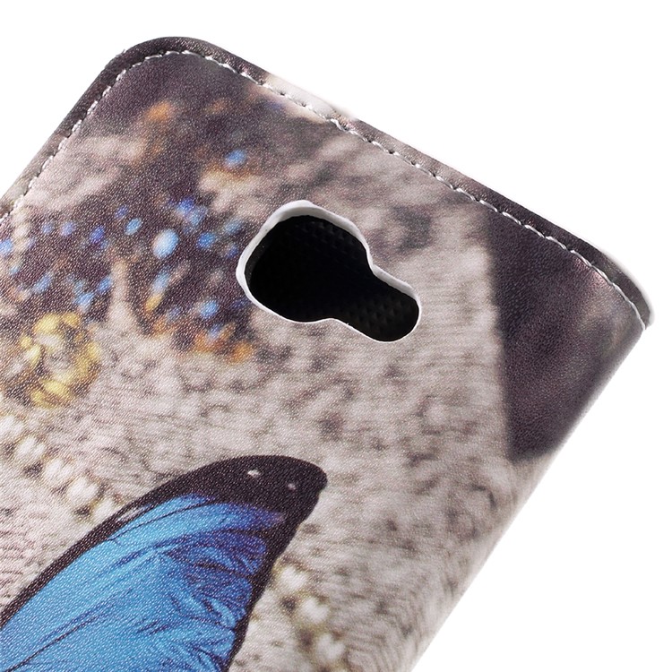 Patterned Leather Stand Wallet Case for LG K3 (2017) - Blue Butterfly-8