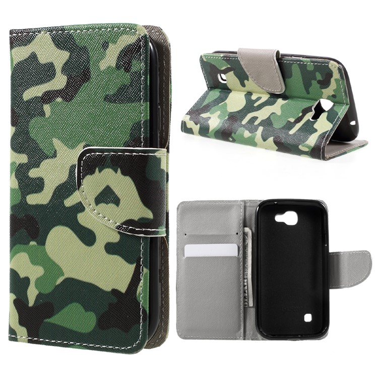 Patterned Leather Wallet Case for LG K3 (2017) - Camouflage Pattern-1