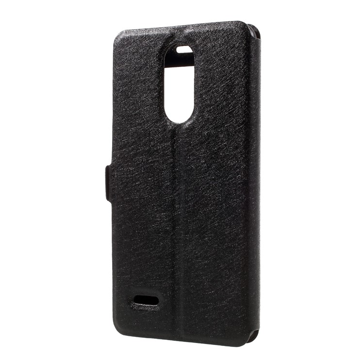 Silk Texture Double Window Leather Stand Flip Case for LG K8 (2017) - Black-2