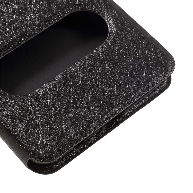 Silk Texture Double Window Leather Stand Flip Case for LG K8 (2017) - Black-7