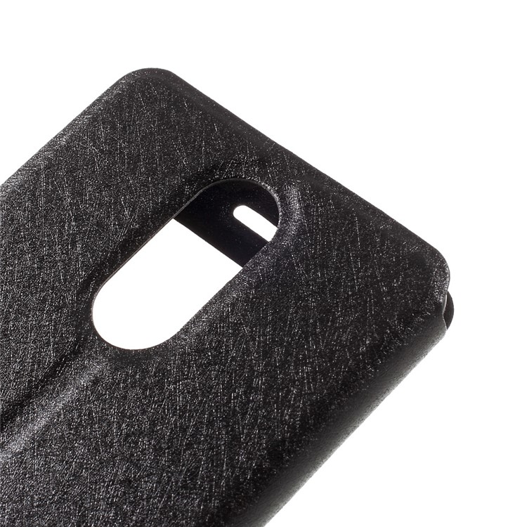 Silk Texture Double Window Leather Stand Flip Case for LG K8 (2017) - Black-8