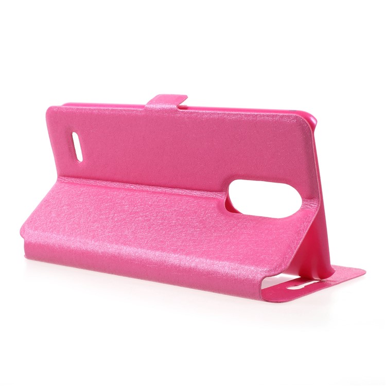 Silk Texture Double Window Leather Stand Phone Cover for LG K8 (2017) - Rose-4