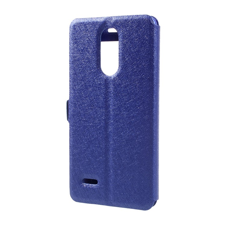 Silk Texture Dual Window Leather Mobile Shell for LG K8 (2017) - Blue-3