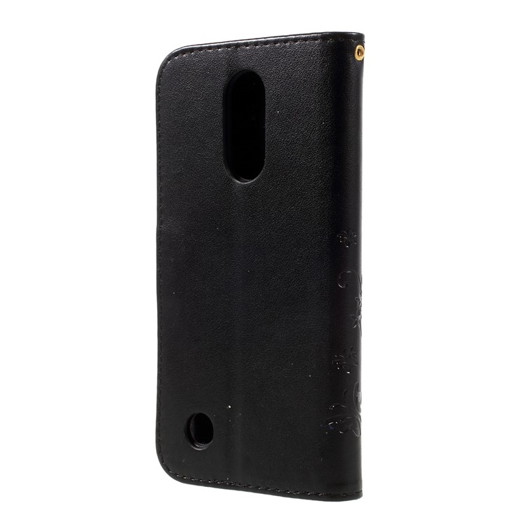 Imprinted Butterfly Flower Leather Wallet Stand Cell Phone Case with Strap for LG K10 (2017) - Black-2