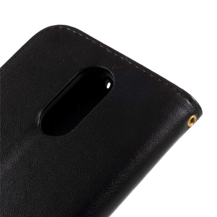 Imprinted Butterfly Flower Leather Wallet Stand Cell Phone Case with Strap for LG K10 (2017) - Black-8