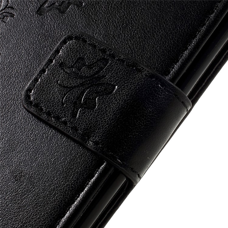 Imprinted Butterfly Flower Leather Wallet Stand Cell Phone Case with Strap for LG K10 (2017) - Black-9