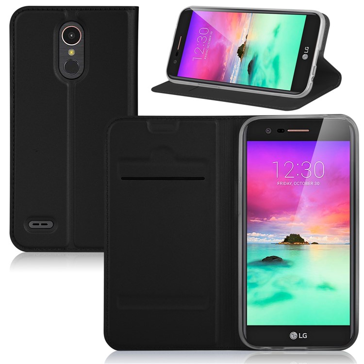PU Leather Flip Stand Phone Case with Card Holder for LG K10 (2017) - Black-1