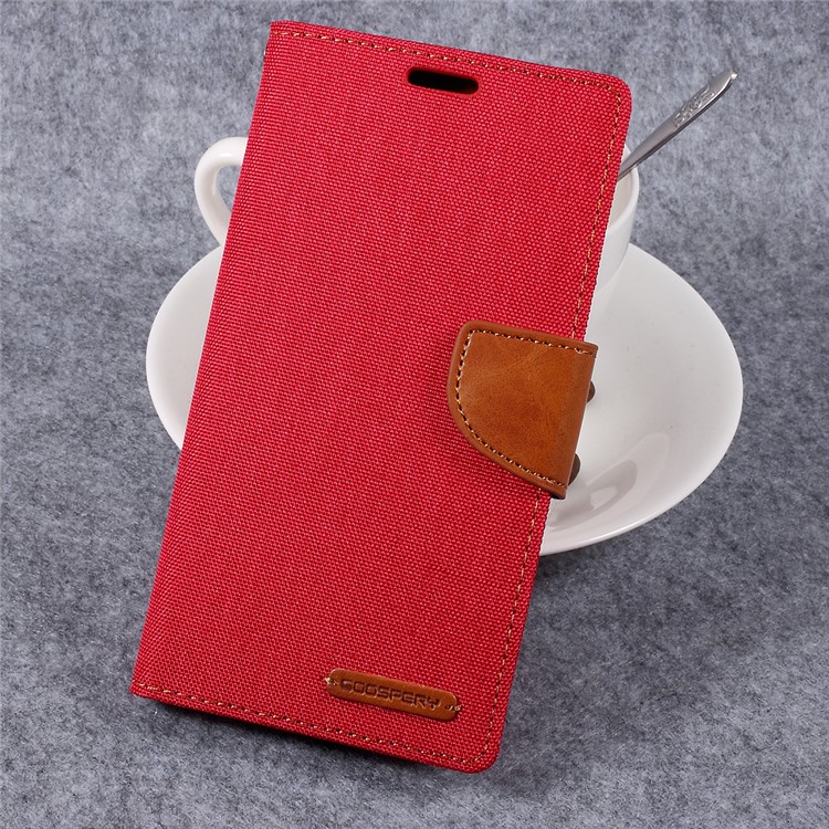 MERCURY GOOSPERY Canvas Diary PU Leather Wallet Cover for LG G6 - Red-1