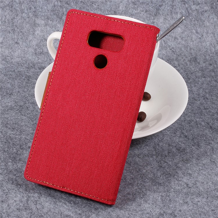 MERCURY GOOSPERY Canvas Diary PU Leather Wallet Cover for LG G6 - Red-2