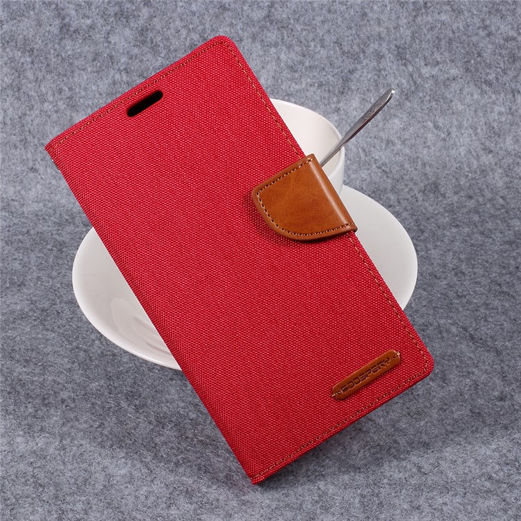 MERCURY GOOSPERY Canvas Diary PU Leather Wallet Cover for LG G6 - Red-3