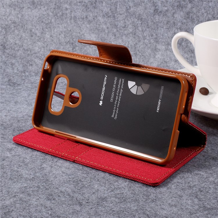 MERCURY GOOSPERY Canvas Diary PU Leather Wallet Cover for LG G6 - Red-4