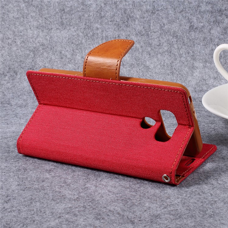 MERCURY GOOSPERY Canvas Diary PU Leather Wallet Cover for LG G6 - Red-5