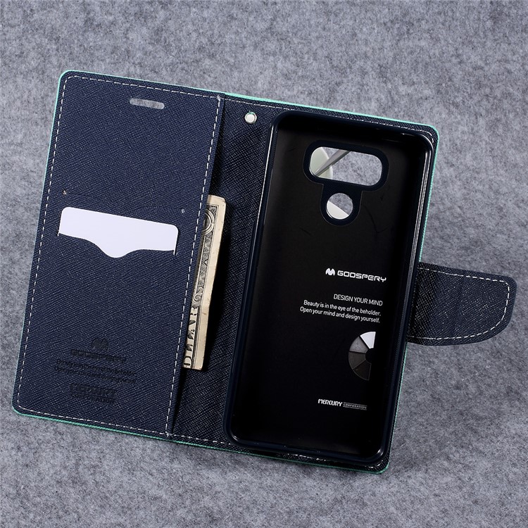 MERCURY GOOSPERY for LG G6 Fancy Diary Wallet Leather Mobile Shell - Cyan-6