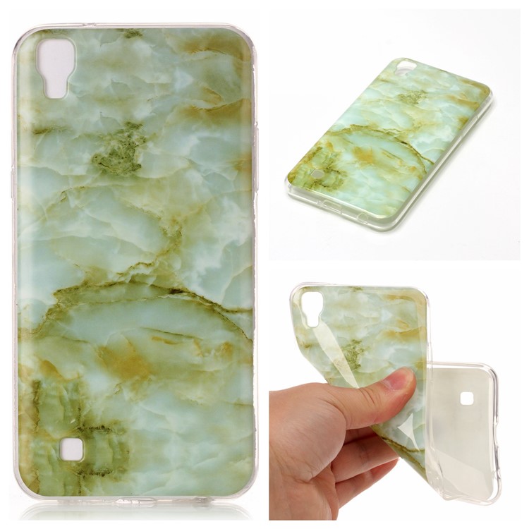 Marble Pattern IMD TPU Cellphone Case for LG X Power K220 K220DS - Light Green-1
