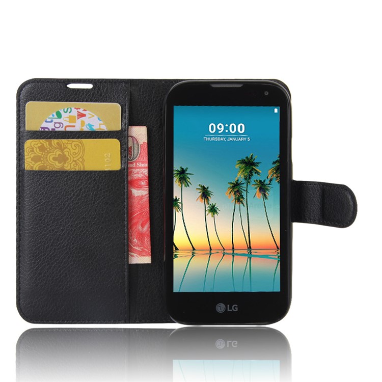 Litchi Skin Wallet Leather Stand Case for LG K3 (2017) - Black-4