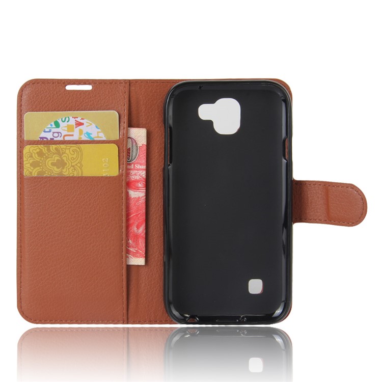 Litchi Skin Wallet Leather Case with Stand for LG K3 (2017) - Brown-3