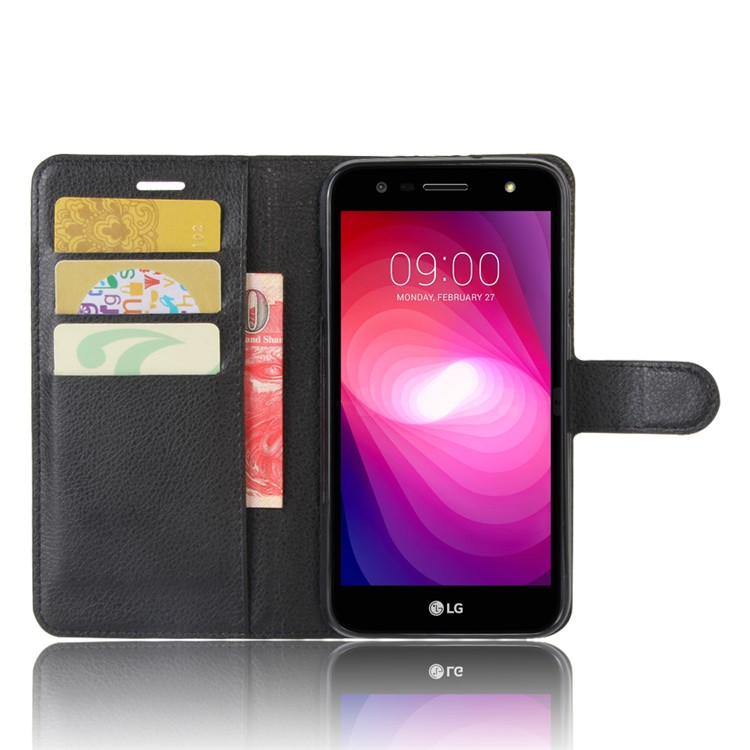 Litchi Texture Wallet Stand Leather Mobile Phone Case for LG X Power 2 - Black-4
