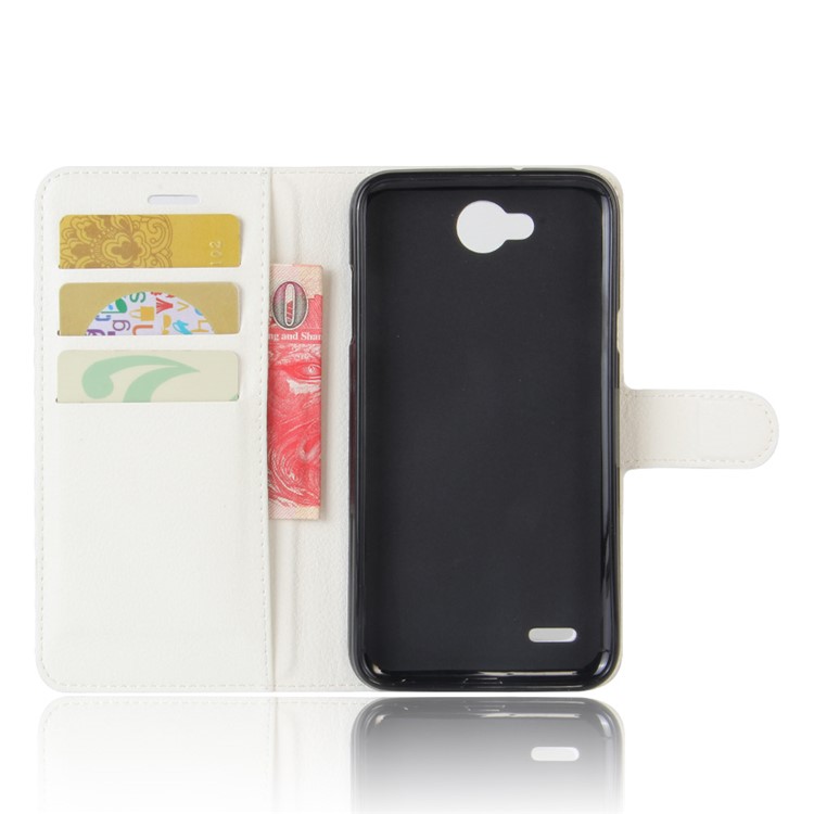 Litchi Skin Wallet Stand Leather Mobile Shell for LG X Power 2 - White-3