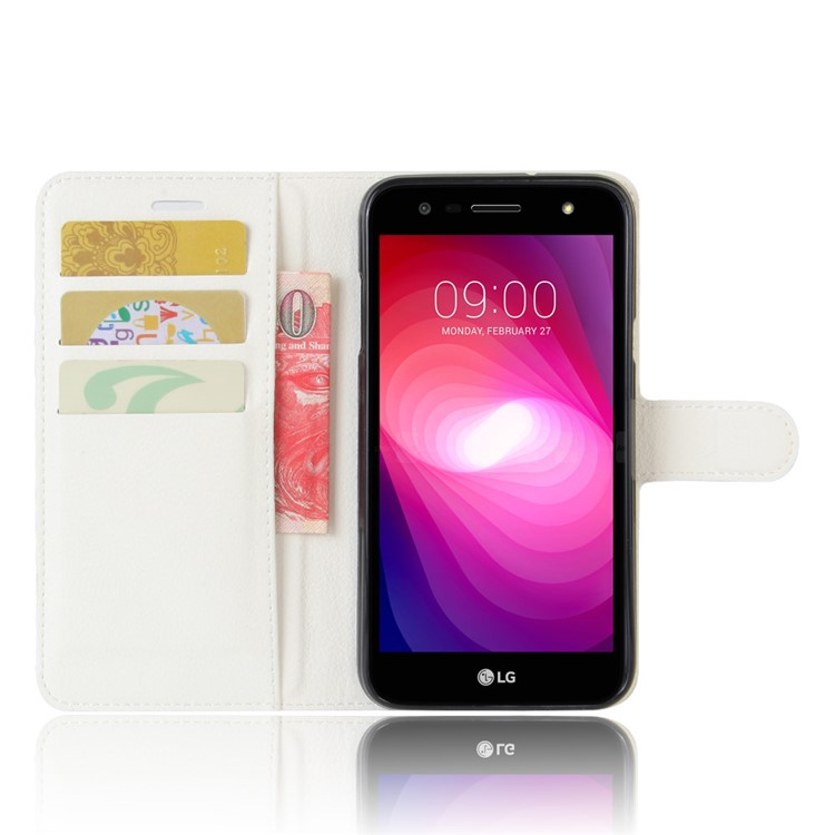 Litchi Skin Wallet Stand Leather Mobile Shell for LG X Power 2 - White-4