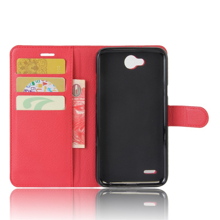 Litchi Grain Leather Wallet Shell with Stand for LG X Power 2 - Red-3