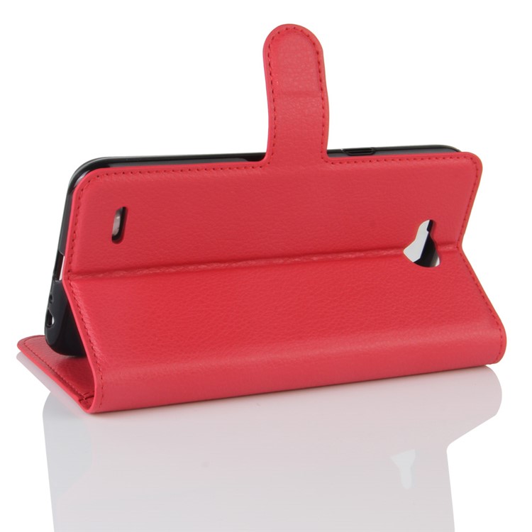 Litchi Grain Leather Wallet Shell with Stand for LG X Power 2 - Red-5