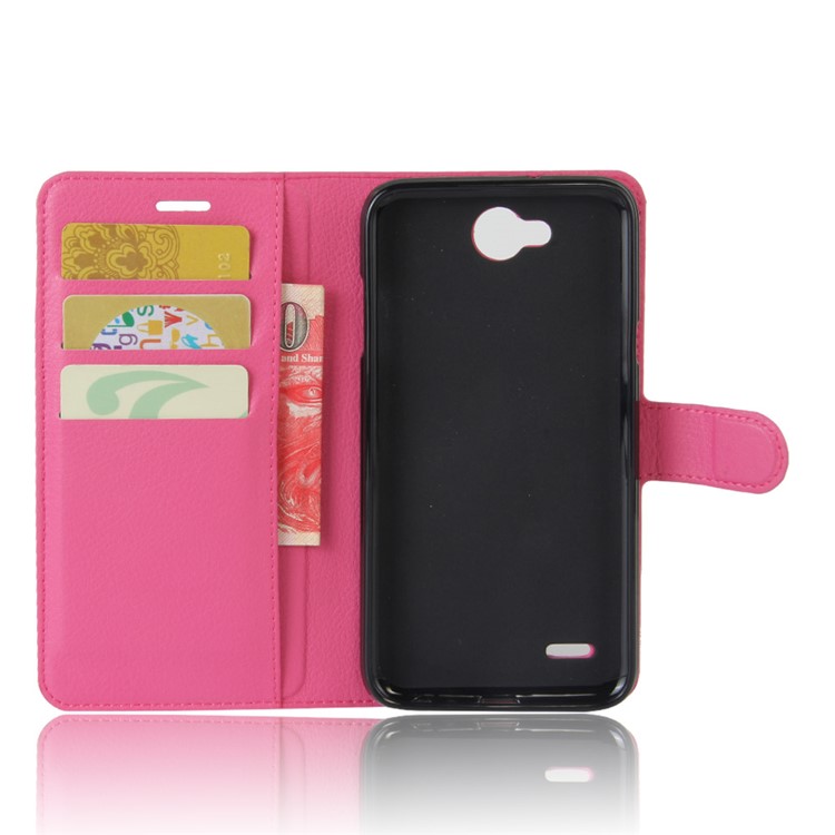 Litchi Texture PU Leather Wallet Stand Phone Cover for LG X Power 2 - Rose-3