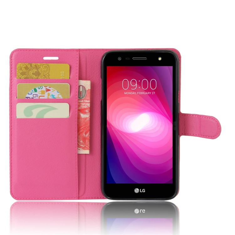 Litchi Texture PU Leather Wallet Stand Phone Cover for LG X Power 2 - Rose-4