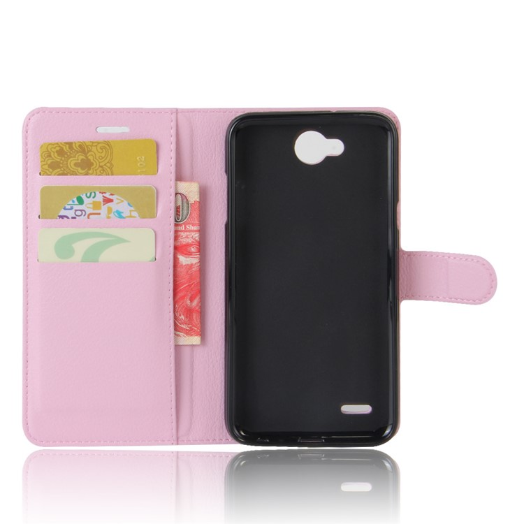 Litchi Skin Wallet Leather Mobile Phone Case with Stand for LG X Power 2 - Pink-3