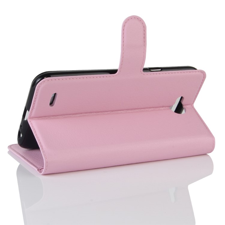 Litchi Skin Wallet Leather Mobile Phone Case with Stand for LG X Power 2 - Pink-5