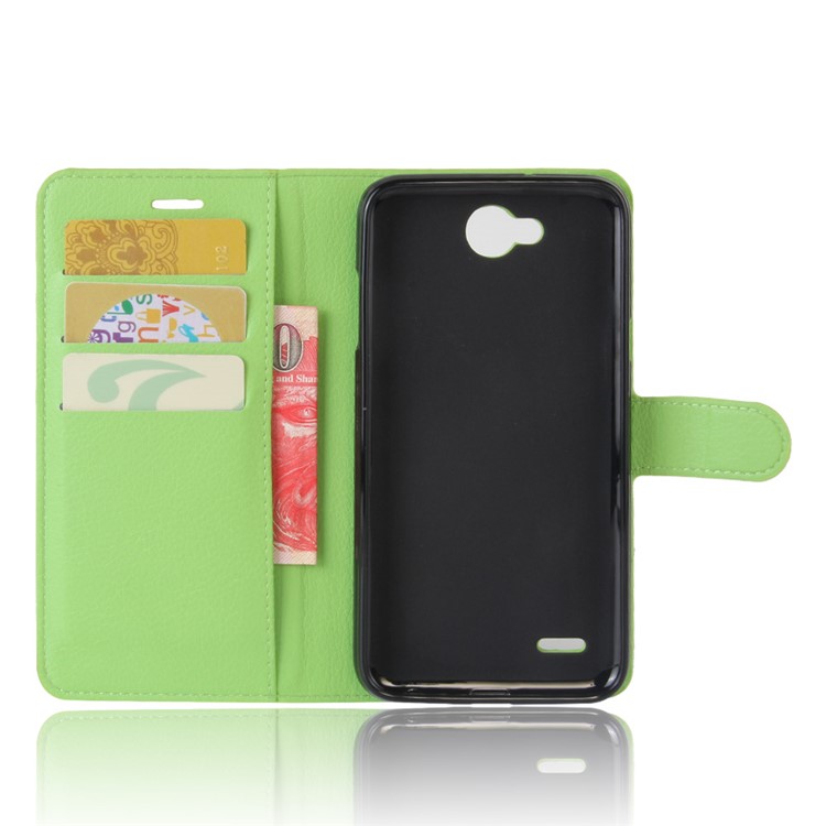Cell Phone Accessory Litchi Grain Wallet Stand Leather Case for LG X Power 2 - Green-3