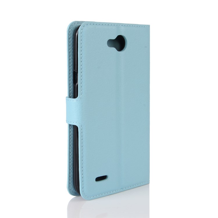 Litchi Grain Wallet Stand PU Leather Mobile Phone Shell for LG X Power 2 - Blue-6