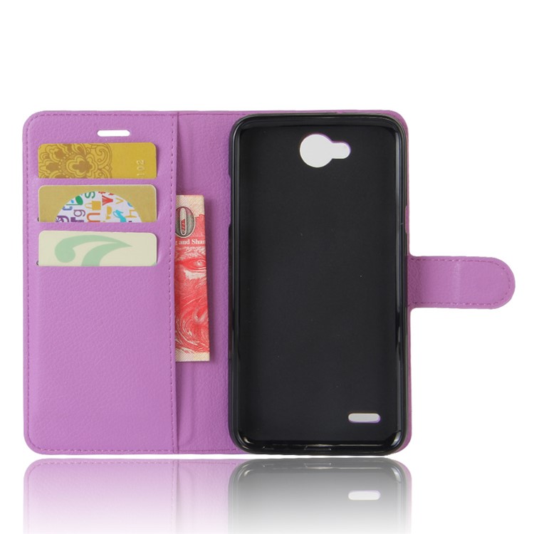 Litchi Skin Wallet Stand PU Leather Mobile Casing for LG X Power 2 - Purple-3