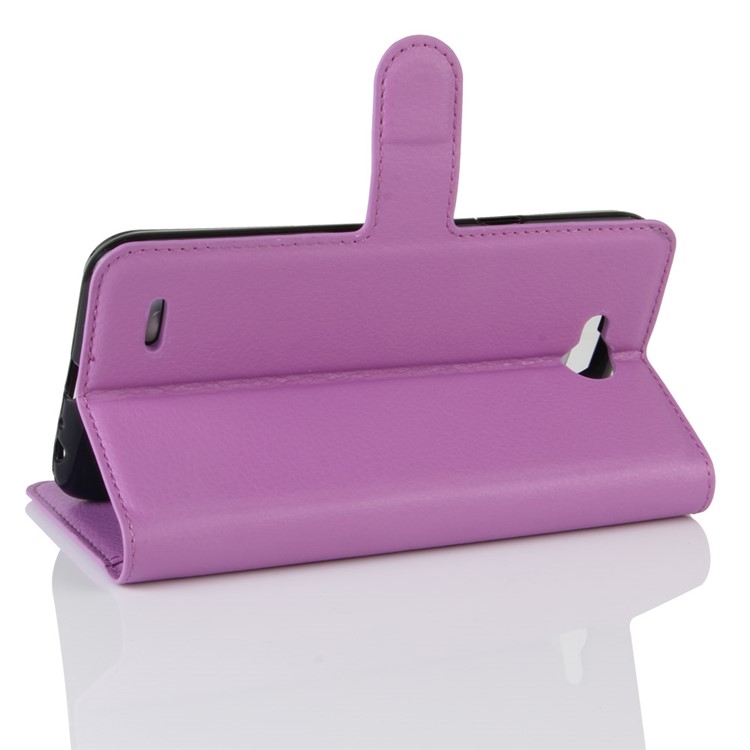 Litchi Skin Wallet Stand PU Leather Mobile Casing for LG X Power 2 - Purple-5