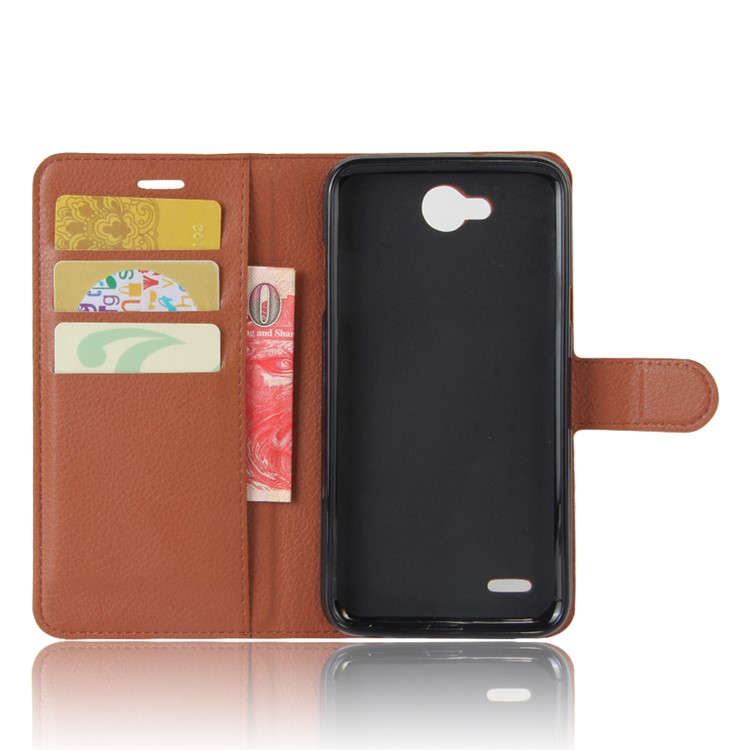Litchi Grain Wallet Stand Leather Phone Cover for LG X Power 2 - Brown-3