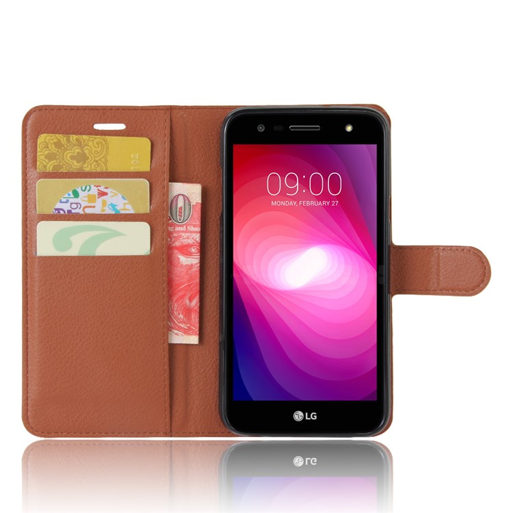 Litchi Grain Wallet Stand Leather Phone Cover for LG X Power 2 - Brown-4