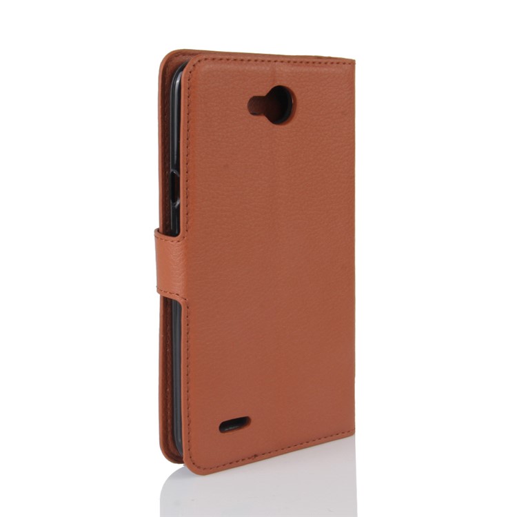 Litchi Grain Wallet Stand Leather Phone Cover for LG X Power 2 - Brown-6