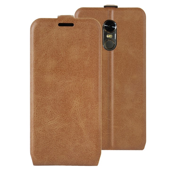 Vertical Flip Crazy Horse Leather Shell with ID/Photo Slot for LG Stylus 3/Stylo 3 - Brown-1