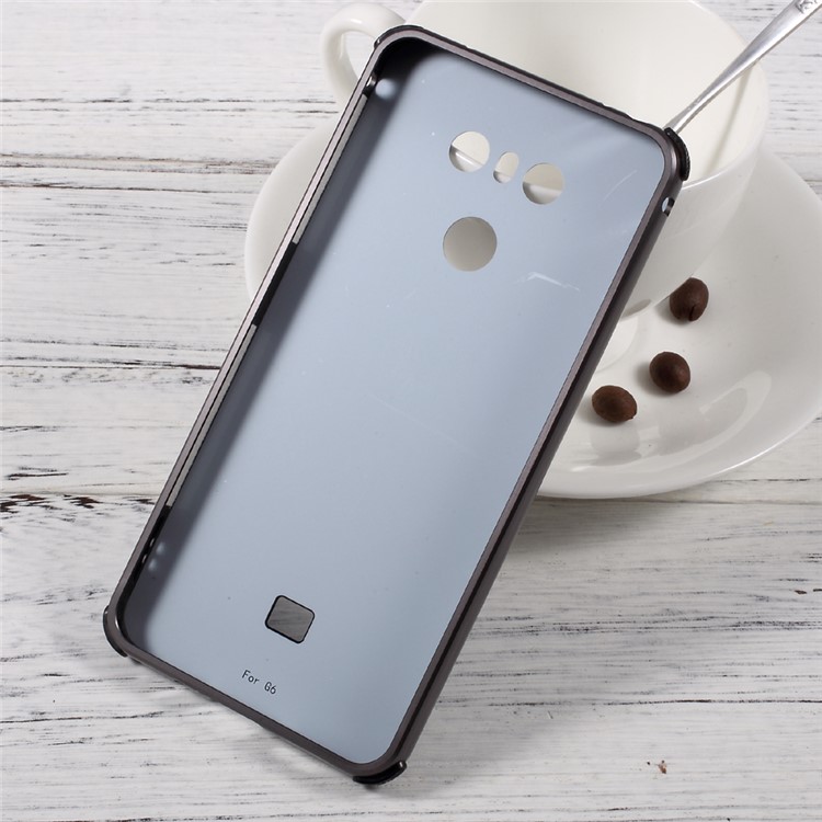Slide-on Brushed Plating Hard Phone Case (Metal Bumper + PC) for LG G6 - Black-2