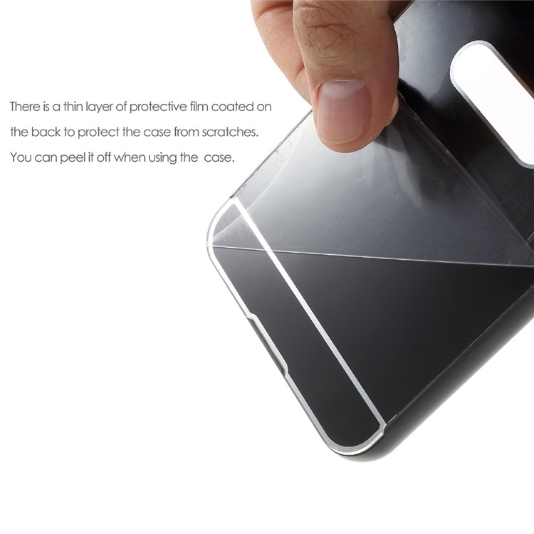 Slide-on Brushed Plating Hard Phone Case (Metal Bumper + PC) for LG G6 - Black-9