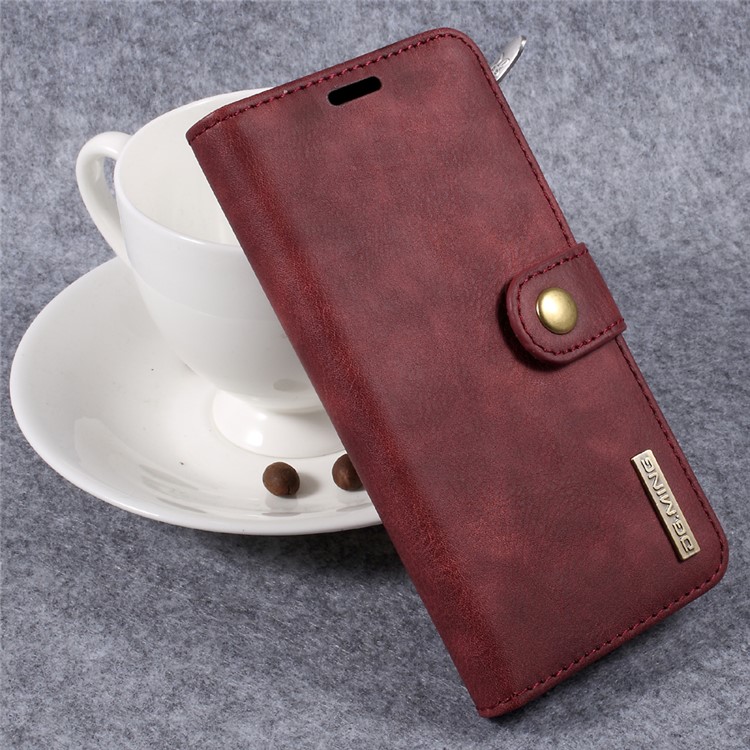 DG.MING Detachable 2 in 1 Wallet Split Leather Casing for LG G6 - Red-3