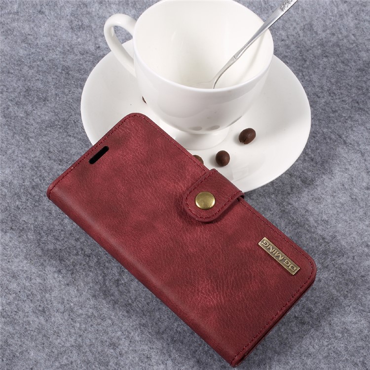 DG.MING Detachable 2 in 1 Wallet Split Leather Casing for LG G6 - Red-5