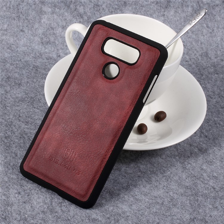 DG.MING Detachable 2 in 1 Wallet Split Leather Casing for LG G6 - Red-7