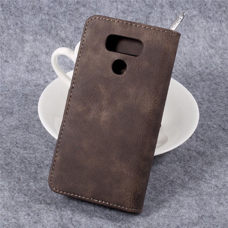DG.MING Detachable 2 in 1 Card Holder Split Leather Phone Shell for LG G6 - Coffee-2